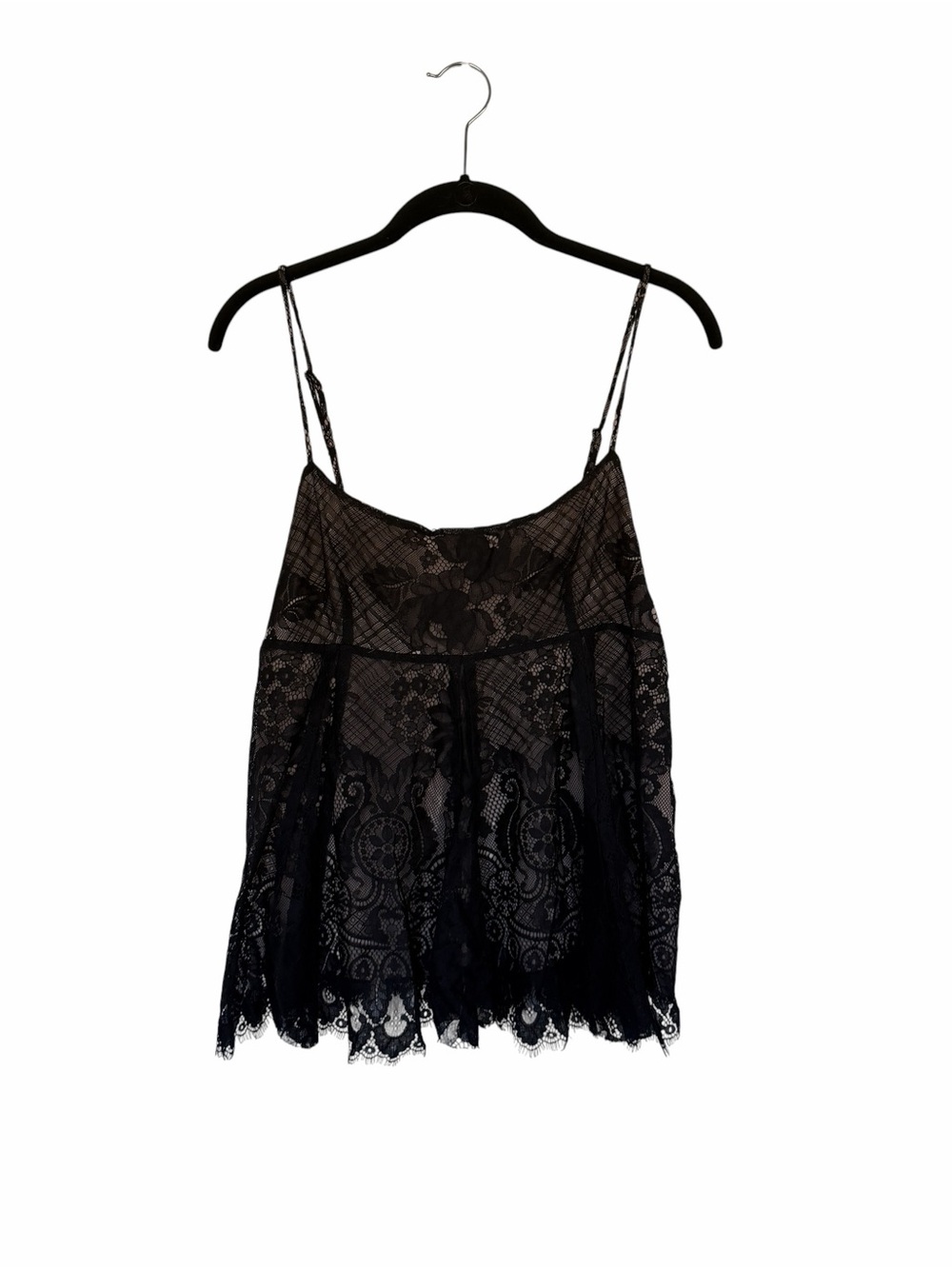 BCBGMaxAzria Black Cami Lace Camisole M Top Y2K Grunge Whimsigoth Dark Romantic